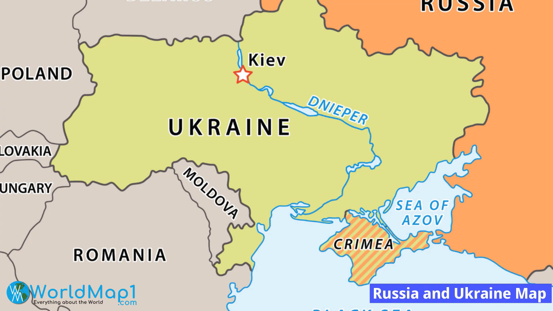 Carte de la Russie et de l'Ukraine